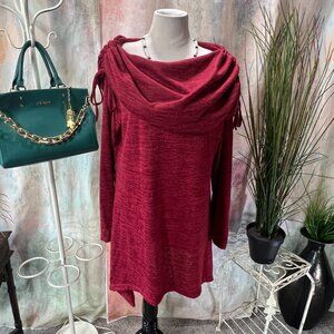 📌Rosegal Ruched Long Fold-over Collar Pullover Dress with Long Sleeves